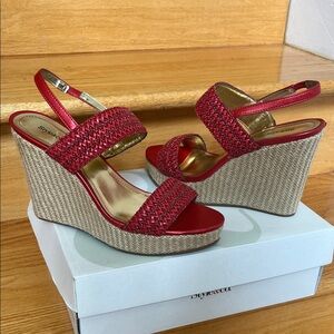 Style & Co. Red and Tan Wedge Sandals